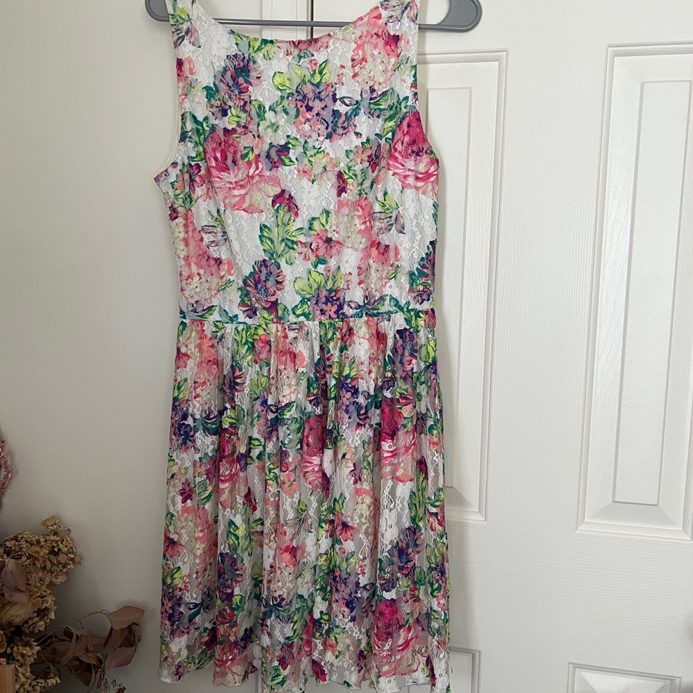 Knee length dress.
